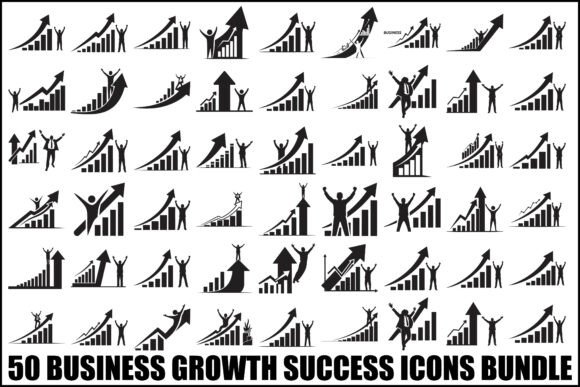 50 Business Growth Success Icons for Graphics & Crafts