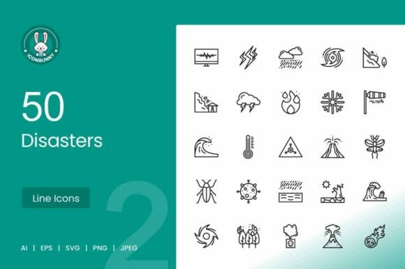 50 Disasters Icons: A Versatile Graphics Set for Sellers