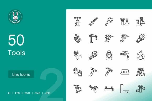 50 Tools Icons: A Clean, Modern Graphics Set for Publishers