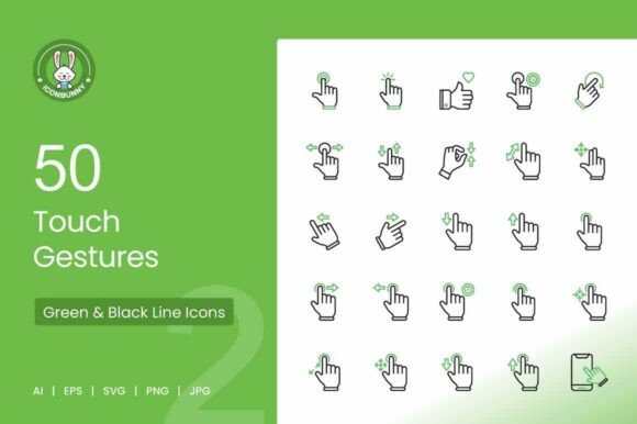 50 Touch Gestures Icons: Clean Graphics for Modern Publishing