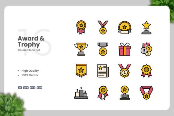 Award and Trophy Color Icons: Graphics Review