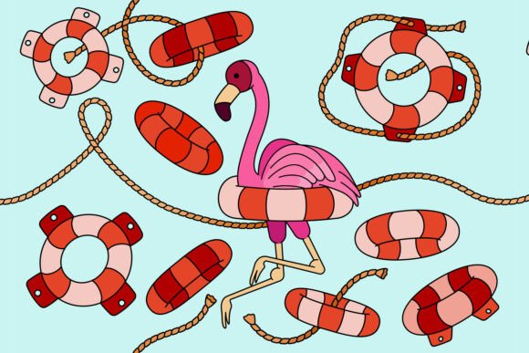 Beach Flamingo Doodle Art Fun: A Vibrant Graphics Addition