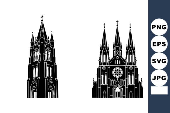 Black Gothic Cathedral Bell Tower: A Versatile Graphics Asset for Crafts