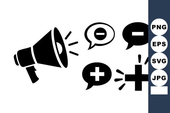 Black Megaphone Plus Minus Icons: Perfect for Crafters