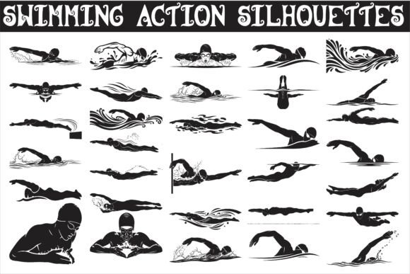Crafting Impactful Visuals: A Dynamic Swimming Action Silhouettes3