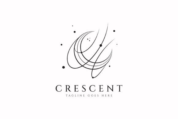 Crescent Moon Logo Abstract Line Art for Modern Graphics