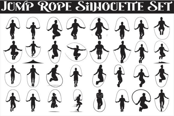 Energetic Jump Rope Embroidery Silhouettes