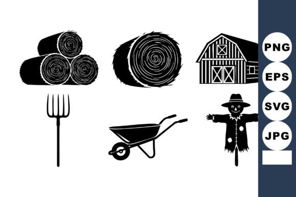 Farm Hay Silhouette Icons: A Versatile Graphic for Crafts and More