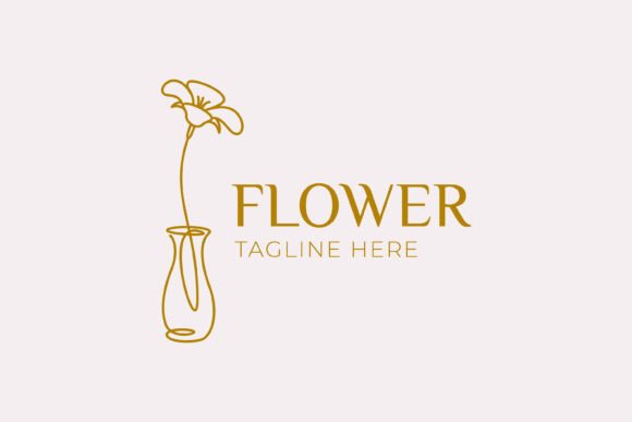 Flower Vase Continuous Line Drawing Logo for Graphics and Logo Templates