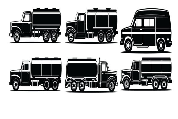 Fuel Tanker Truck Silhouette Bundle: A Graphics Asset for Crafts