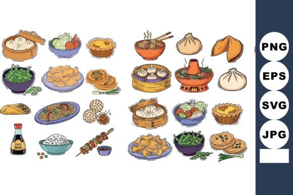 Hand Drawn Chinese Food Doodle Set: A Graphic Design Gem