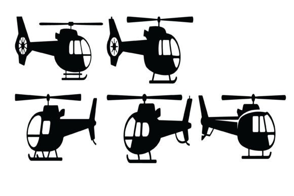Helicopter Vector Silhouette Set: A Bold Graphics Choice for Crafts
