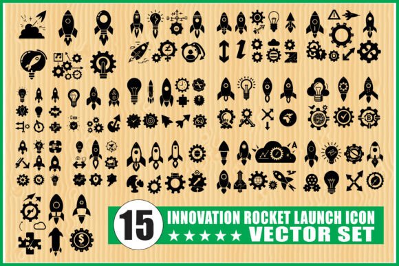 Innovation Rocket Launch Icon Bundle: A Creative Graphics Set