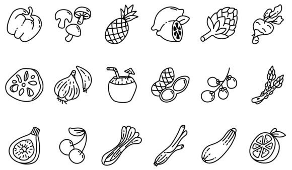 Line Vegetable and Fruit Icons: A Clean Graphics Set