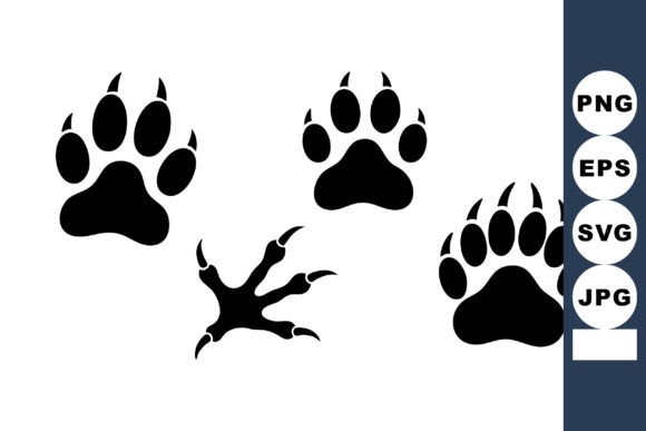Minimal Bear Paw and Bird Track Icons for Crafts