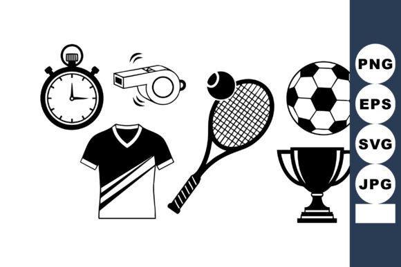 Minimal Black White Sports Icons: A Versatile Graphics Asset for Crafts