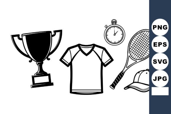 Minimalist Tennis Gear Line Art: A Crafts Graphics Gem