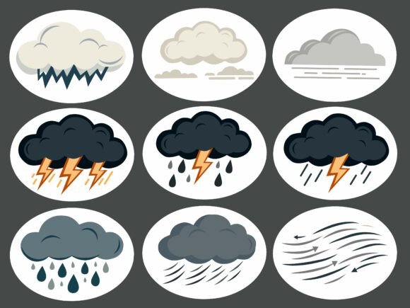 Rainy Weather Clipart Set: Perfect for Crafts and Graphics