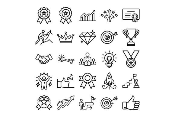 Review: Success Outline Vector Icon Set Achiev