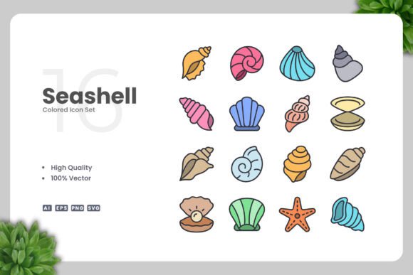Seashell Colored Icons: Graphics for Coastal Branding