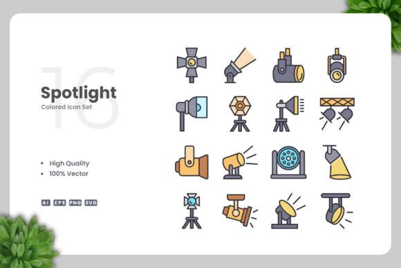 Spotlight Colored Icons: Graphics for Modern Design