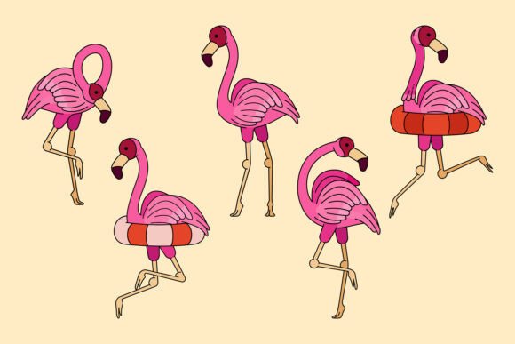 Summer Flamingo Beach Doodle: A Versatile Graphics Asset
