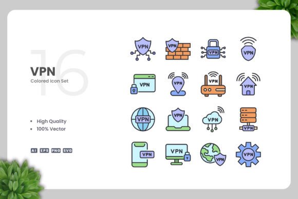 VPN Colored Icons: Graphics for Modern Design