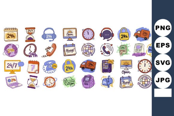 Whimsical 24h Service Doodle Icons Review