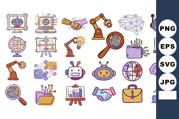 Whimsical AI Doodle Icon Set: A Fresh Graphics Pick